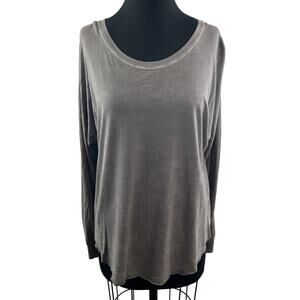 Tyler Jacobs For Feel The Piece Gray Top Cotton Round Neck Back Fringe Size XS/S